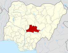 The Diocese of Lafia is located in Nasarawa State which is shown here in red.