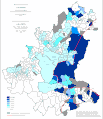 Share of Serbs in Sarajevo by settlements 2013