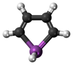 Ball-and-stick model of the stibole molecule