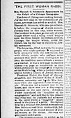 1897 article describing Hannah G. Solomon as the "first woman rabbi" (The Burlington Free Press, March 16, 1897)