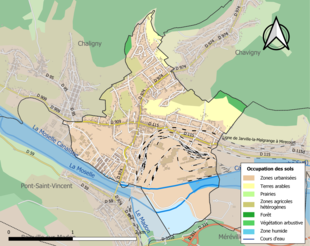 Carte en couleurs présentant l'occupation des sols.