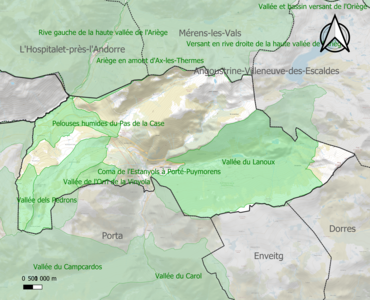 Carte des ZNIEFF de type 1 sur la commune.