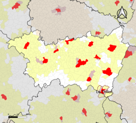 Localisation de l'aire d'attraction du Thillot dans le département des Vosges.