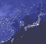日本列島の夜景／2000年頃の衛星画像