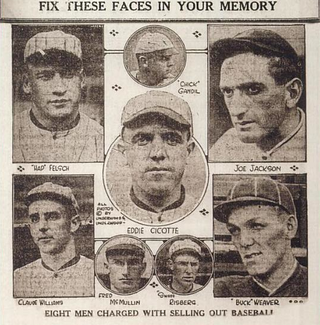 <span class="mw-page-title-main">Black Sox Scandal</span> 1919 Baseball World Series scandal