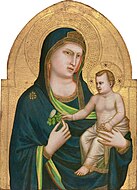 喬托的《聖母及聖子（義大利語：Madonna col Bambino (Giotto)）》，85.5 × 62cm，約作於1320－1330年，來自山繆·亨利·卡瑞斯的收藏。[5]