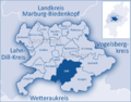 Lage der Stadt Lich im Landkreis Gießen.