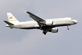 Een Airbus A320-200 van Libyan Airlines