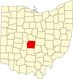 Map of Ohio highlighting Franklin County