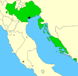 Biển giới của Cộng hòa Venezia vào năm 1796; Quần đảo Inonia do Venizia chiếm giữa không được minh họa