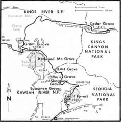 Map of Sequoia Groves