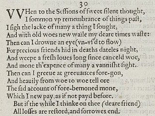 <span class="mw-page-title-main">Sonnet 30</span> Poem by William Shakespeare