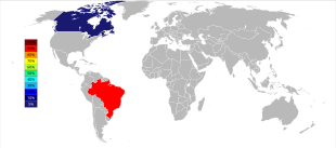 Niobium producers in 2006 to 2015 World Niobium Production 2006.svg