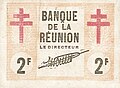 2 franc note issued by the Banque de la Réunion, 1943