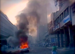 Smoke billowing from fires throughout Caracas