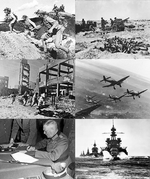 Collage of World War II images.