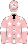 Pink, white stars on body, white armlets and star on cap