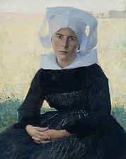 Woman in Breton Costume Seated in a Meadow, 1887