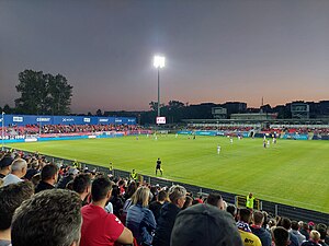 Das Miejski Stadion am 3. September 2021 beim Spiel Raków Częstochowa gegen den ungarischen Verein Fehérvár FC (5ː2)