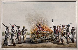 <span class="mw-page-title-main">Sati (practice)</span> Historical Hindu practice of widow immolation