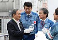 Image 47In 2020, Japanese Prime Minister Suga declined to drink the bottle of Fukushima's treated radioactive water that he was holding, which would otherwise be discharged to the Pacific. (from Pacific Ocean)