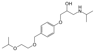 <span class="mw-page-title-main">Bisoprolol</span> Beta-1 selective adrenenergic blocker medication used to treat cardiovascular diseases