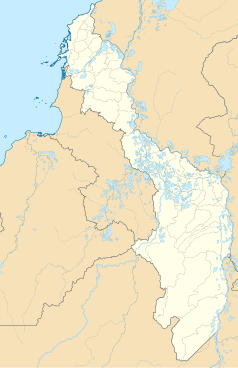 Mapa konturowa Bolívar, u góry po lewej znajduje się punkt z opisem „Cartagena”