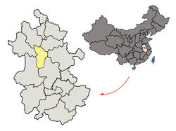 Localização da cidade na China