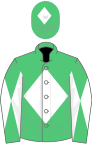 Emerald green, white diamond, diabolo on sleeves and diamond on cap