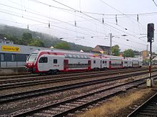 An image of a Stadler "KISS" electric train.