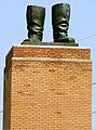 Vandalized statue near Budapest, Hungary