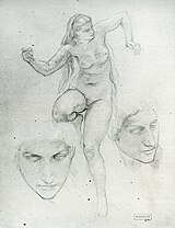 Skizzen zu Nymphen und Satyr von Bouguereau