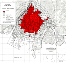 Hiroshima blast and fire damage, U.S. Strategic Bombing Survey map Hiroshima Damage Map.png