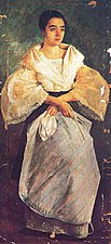 La Bulaqueña, an 1895 painting of a woman wearing a traje de mestiza with a pañuelo