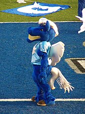 "Lightning", MTSU's mascot, prior to a football game MTSU Lightning 2010-09-02.jpg