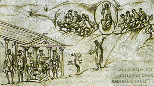 Salterio di Utrecht (Utrecht Bibliothek der Rijksuniversiteit, Ms. 32 f. 30r).