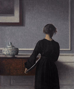 Interior with Young Woman Seen from the Back (Vilhelm Hammershøi, 1903-4) (nom)