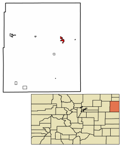 Location of the City of Wray in Yuma County, Colorado.