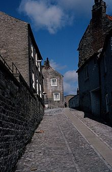 Stone street going up a hill