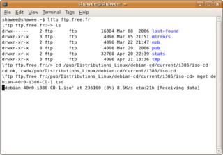 lftp Free software command-line client for several file transfer protocols