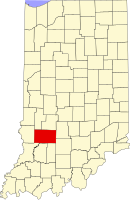 Map of Indiana highlighting Greene County