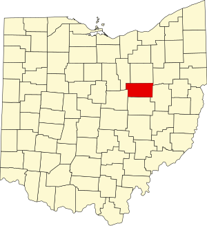 Map of Ohio highlighting Holmes County