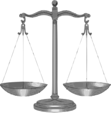 Graphic of balanced scale of justice