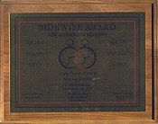 Sidewise Award for Murray Davies's novel Collaborator Sidewiseplaque.jpg