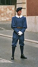 Una guardia svizzera in uniforme da lavoro