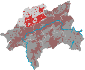 Lage des Bezirks Uellendahl-Katernberg in Wuppertal