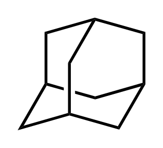 <span class="mw-page-title-main">Adamantane</span> Molecule with three connected cyclohexane rings arranged in the "armchair" configuration