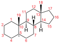 de: Struktur von Androstan, nummeriert; en: Structure of androstane, numbered