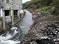 Looking upstream from the bridge after the flood