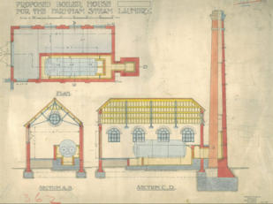 Proposal for Farnham Steam Laundry, East Street, Farnham by Arthur Stedman (1912)